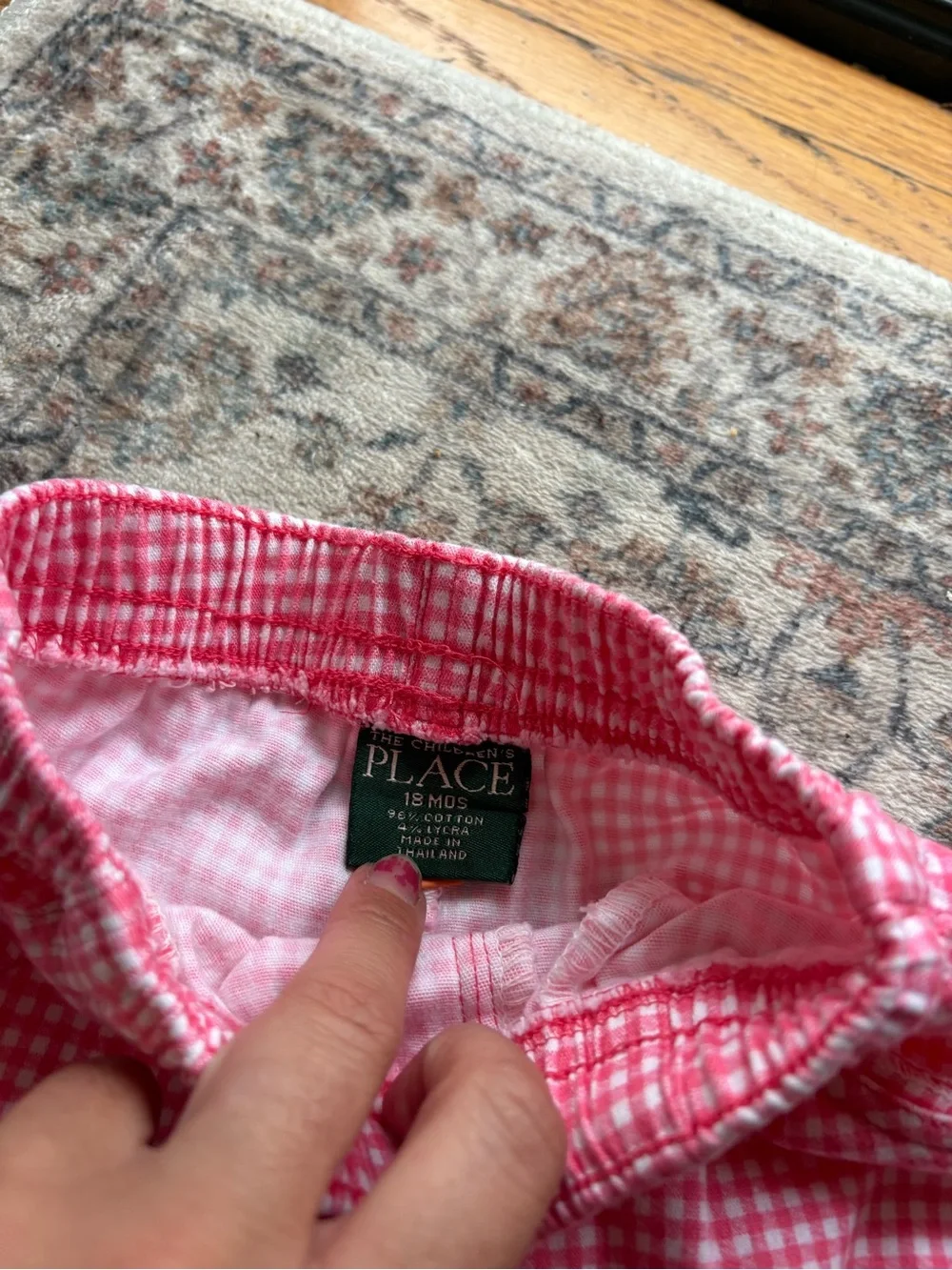 Vintage Children’s Place Girls 18M Pink Gingham Drawstring Cargo Pants